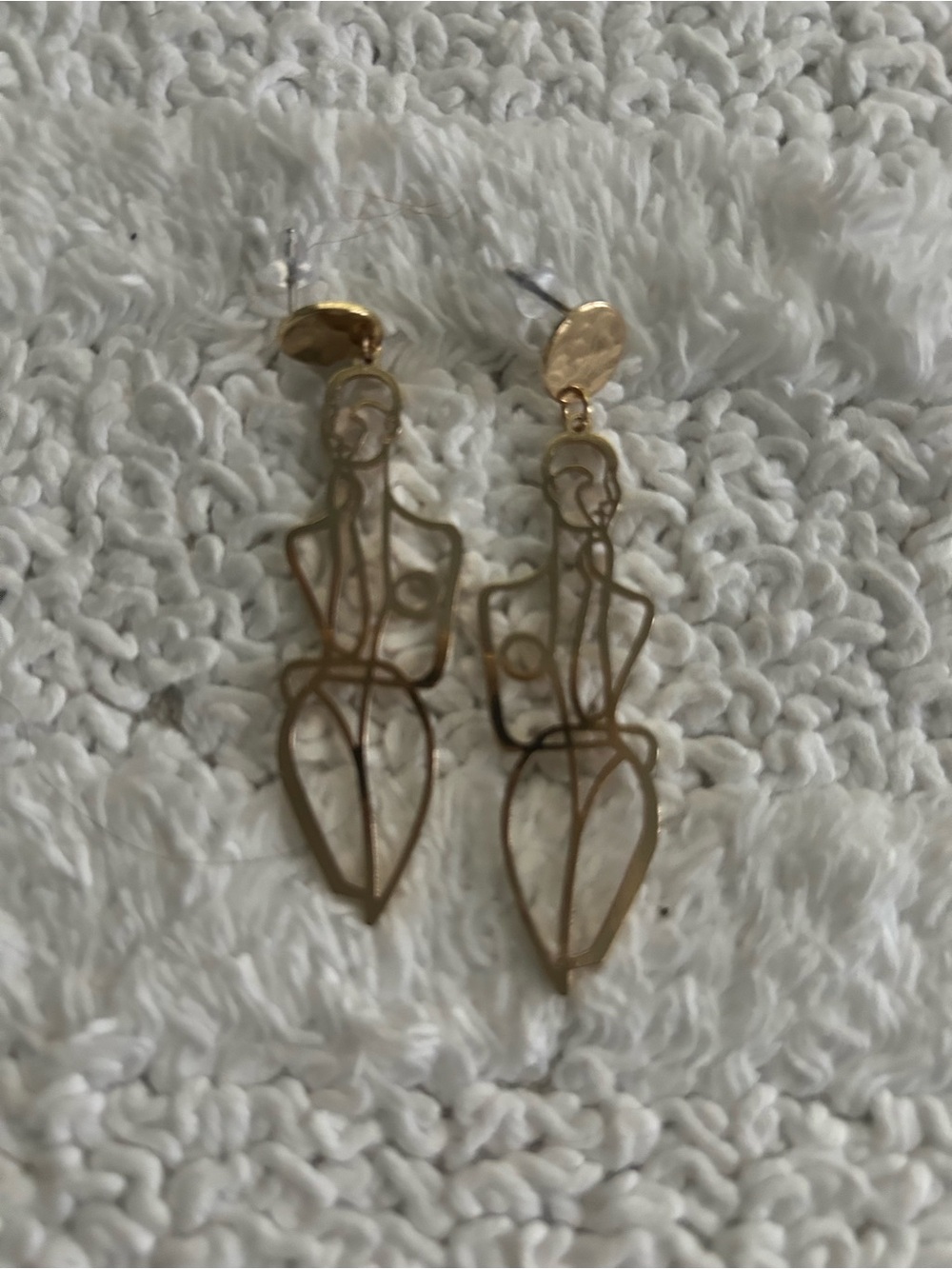 Gold Abstract Figure Drop Earrings - Women Jewelry
